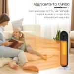 Aquecedor Cerâmico de Torre 1200W/2000W com Controle Remoto Termostato Temporizador de 24h e Sistema Anti - Rolamento para Sala de 20m² 21x21x63,5cm Branco e Preto