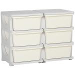 Organizador de Brinquedos com 6 Gavetas para Crianças com Bordas Arredondadas e Pegas 75x37x56,5 cm Creme e Cinza