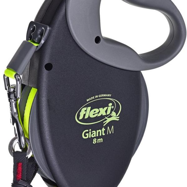 Trela Retrátil Trixie Neon Giant Tamanho M p/ Cães (Preta/Amarelo) - FLEXI