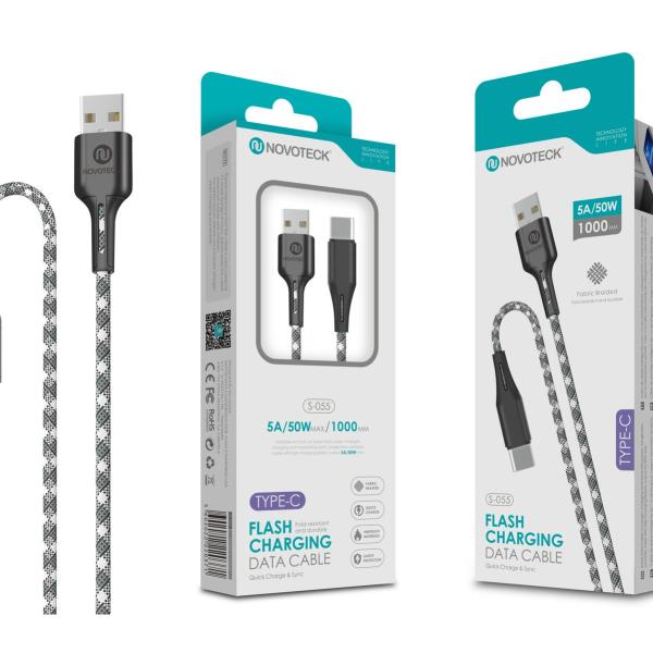 Cabo Type-C 5A 50W 1M S-055 Trançado em Tecido Camuflado