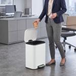 Caixote do Lixo de Cozinha 20 L em Aço Galvanizado com Tampa de Fecho Suave Pedal Balde Interior Amovível e Acabamento Anti - impressões Digitais Creme