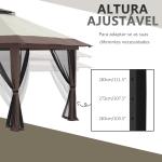 Tenda Dobrável Pop - UP 3,92x3,92x2,83 m com Altura Ajustável Proteção UV50+ Rede Mosquiteira e Bolsa de Transporte Bege e Marrom