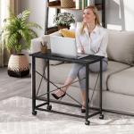 Secretária Dobrável com Rodas Mesa de Secretária Compacta Portátil para Espaços Pequenos 80x40x75 cm Preto