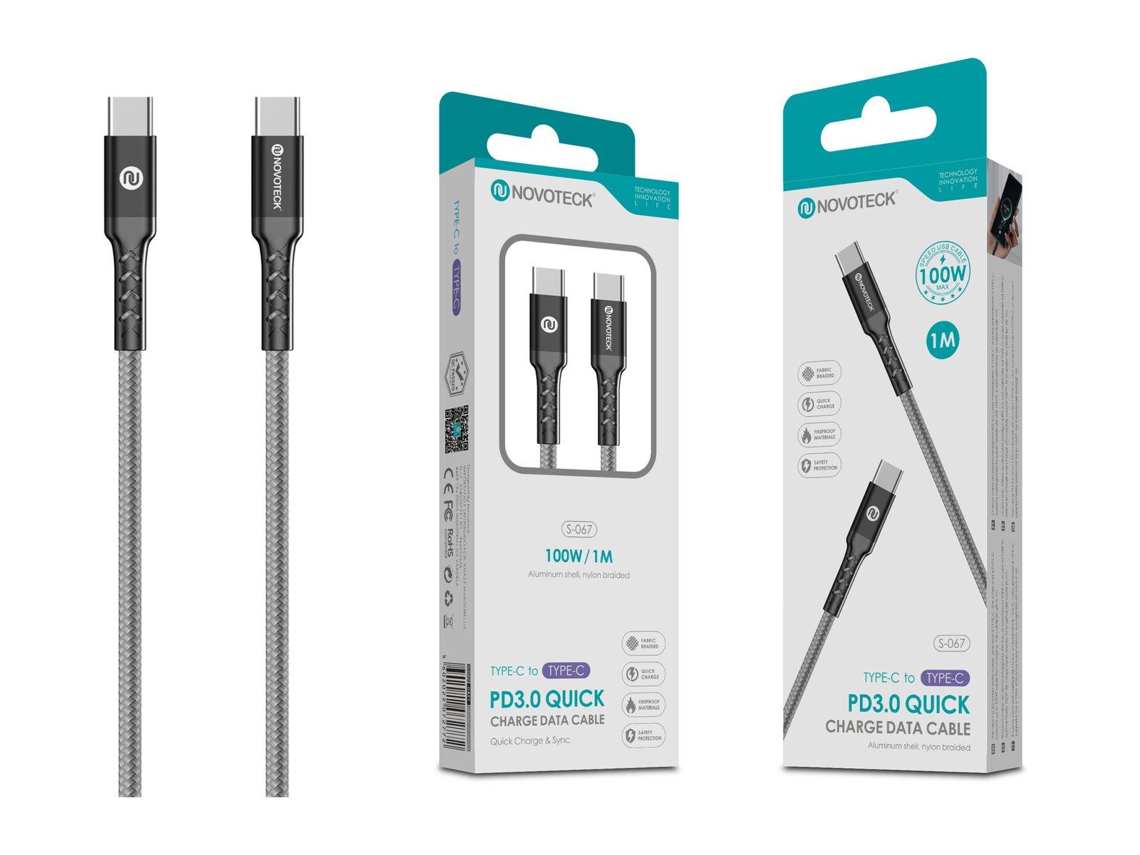 Cabo PD 100W Type-C to Type-C 1M S-067 Trança de Nylon