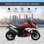 Motocicleta Elétrica Infantil com 3 Rodas Triciclo para Crianças acima de 3 anos com Bateria 6V Recarregável Funções de Música Buzina Faróis 86x42x52cm Preto e Vermelho