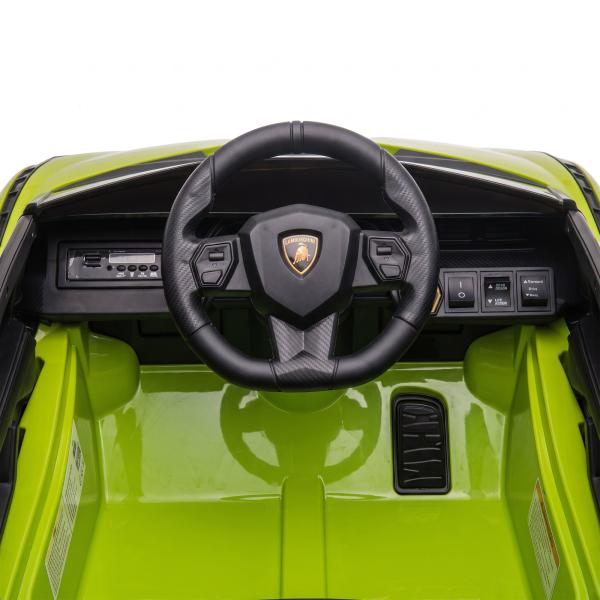 Carro Elétrico Infantil Lamborghini SIAN 12V para Crianças de 3 - 8 anos com Controle Remoto Abertura da Porta Música MP3 USB e Faróis 108x62x40 cm Verde
