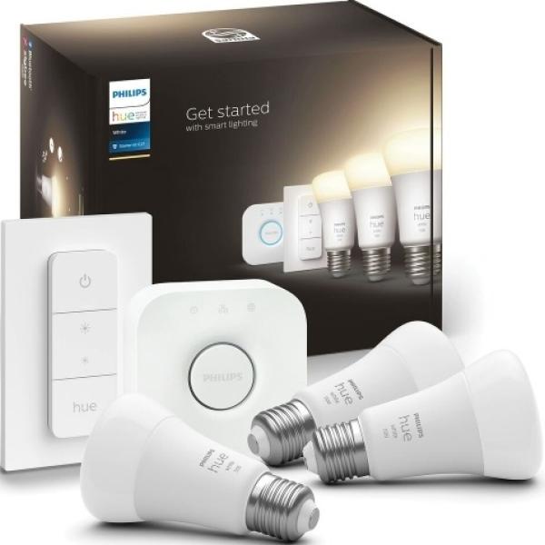 Pack 3 Lâmpadas LED Inteligente E27 9,5W 2700K 1100Lm + Interruptor - PHILIPS HUE