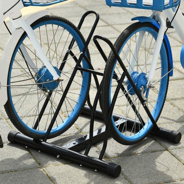 Suporte de Estacionamento Cruzado para 2 Bicicletas Aço Portátil 60x54x57 cm Preto