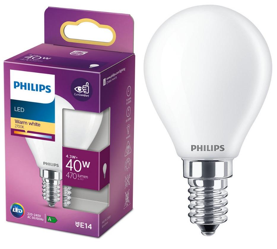 Lâmpada LED E14 4,3W Branco Q. 2700K 470Lm - PHILIPS