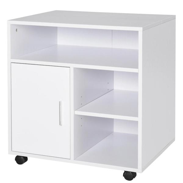 Armário de Escritório para Impressora Multifuncional com Prateleiras e Amplo Espaço de Armazenamento 60x50x65,5 cm Branco