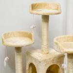 Arranhador para Gatos Centro de Atividade com Poste Cor: Bege - 60 x 50 x 180 cm