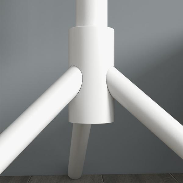 Cabide de Pé de Madeira com 8 Ganchos para Pendurar Roupa e Bolsas para Corredor Entrada 40x40x165 cm Branco