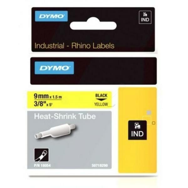 Cinta laminada para máquinas rotuladoras Rhino Dymo ID1-9 Amarelo Preto 9 x 1,5 mm (5 Unidades)