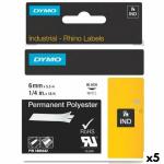 Cinta laminada para máquinas rotuladoras Rhino Dymo ID1-6 Branco Preto 6 x 5,5 mm (5 Unidades)