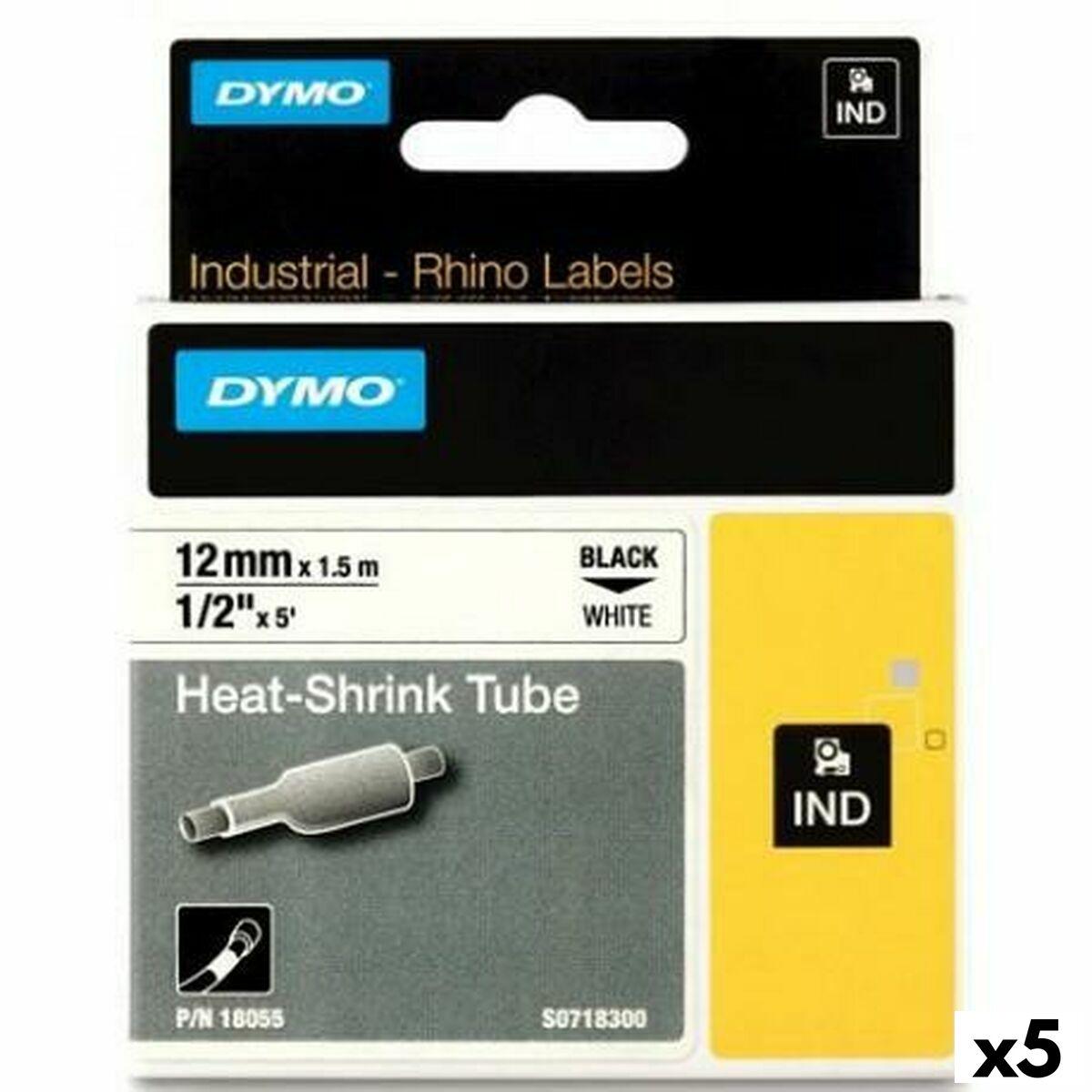 Cinta laminada para máquinas rotuladoras Rhino Dymo ID1-12 Branco Preto 12 x 1,5 mm (5 Unidades)