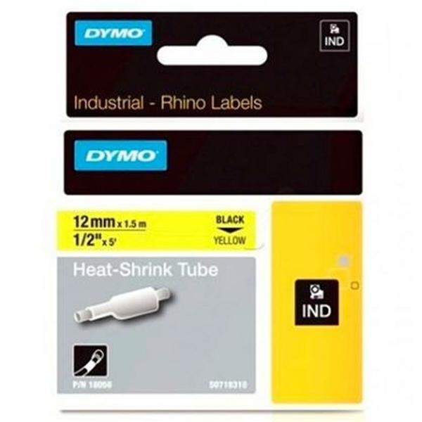 Cinta laminada para máquinas rotuladoras Rhino Dymo ID1-12 Amarelo Preto 12 x 1,5 mm (5 Unidades)
