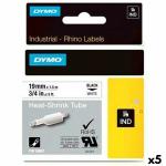 Kit de Manga Termoretrátil Rhino Dymo ID1-19 19 x 1,5 mm Preto Branco (5 Unidades)