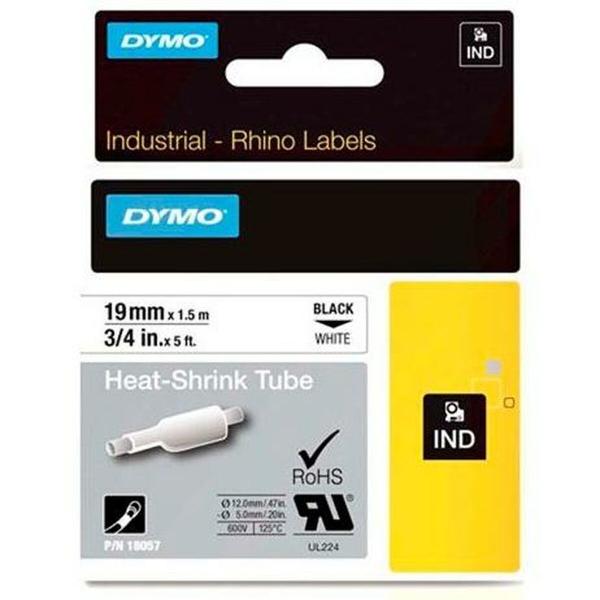 Kit de Manga Termoretrátil Rhino Dymo ID1-19 19 x 1,5 mm Preto Branco (5 Unidades)