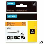 Cinta laminada para máquinas rotuladoras Rhino Dymo ID1-19 Preto Laranja 19 x 5,5 mm Autoadesivas Etiqueta (5 Unidades)