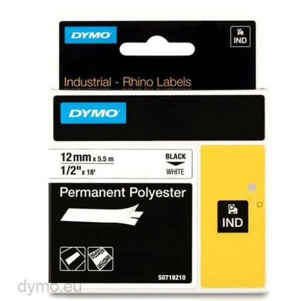 Cinta laminada para máquinas rotuladoras Rhino Dymo ID1-12 12 x 5,5 mm Preto Branco Autoadesivas (5 Unidades)