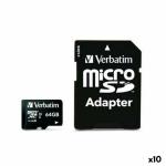 Cartão de Memória Micro SD com Adaptador Verbatim 64 GB (10 Unidades)
