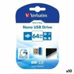 Memória USB Verbatim NANO STORE'N'STAY Azul Preto 64 GB (10 Unidades)