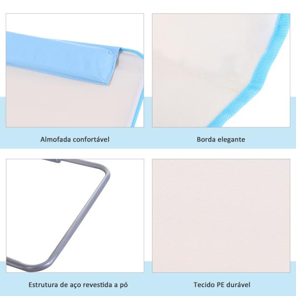 Conjunto de 2 Esteiras de Praia com Encosto Reclinável em 5 Níveis Bolsa de Transporte e Apoio de Cabeça 48x134x33 - 43 cm Branco Creme