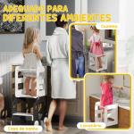 Torre de Aprendizagem 4 em 1 para Crianças em Forma de Carro Convertível em Mesa e Cadeira 58x46x92 cm Branco e Cinza