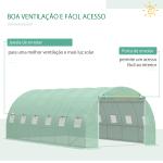 Estufa Tipo Túnel 600x300x200 cm com Porta 12 Janelas Cobertura de PE 140g/㎡ para Cultivo de Plantas e Verduras Verde