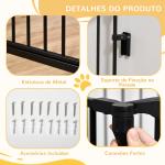 Barreira de Segurança para Animais de Estimação Barreira Dobrável de 3 Painéis com Fechadura Inteligente para Corredor Escada 180x74,5cm Preto