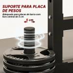 Suporte Ajustável para Barras de Pesas com Segurança Reforçada Carga até 300 kg Altura Regulável 48 - 135/45 - 85 cm Preto
