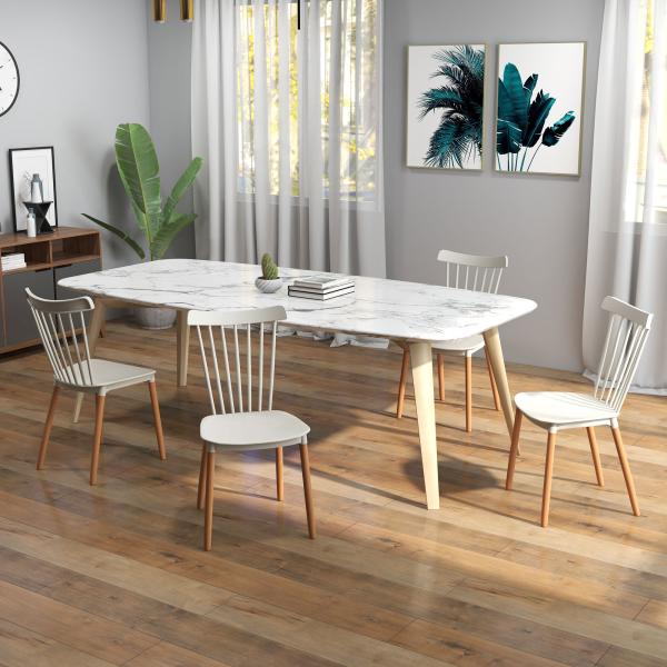 Conjunto de 4 Cadeiras Estilo Nórdico com Encosto Alto e Pés de Madeira de Faia 43x52,5x83 cm Cinza Claro