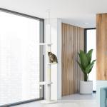 Arranhador para Gatos do Chão ao Teto com Altura Ajustável e 3 Plataformas em Forma de Nuvem 48x32x225 - 255 cm Branco