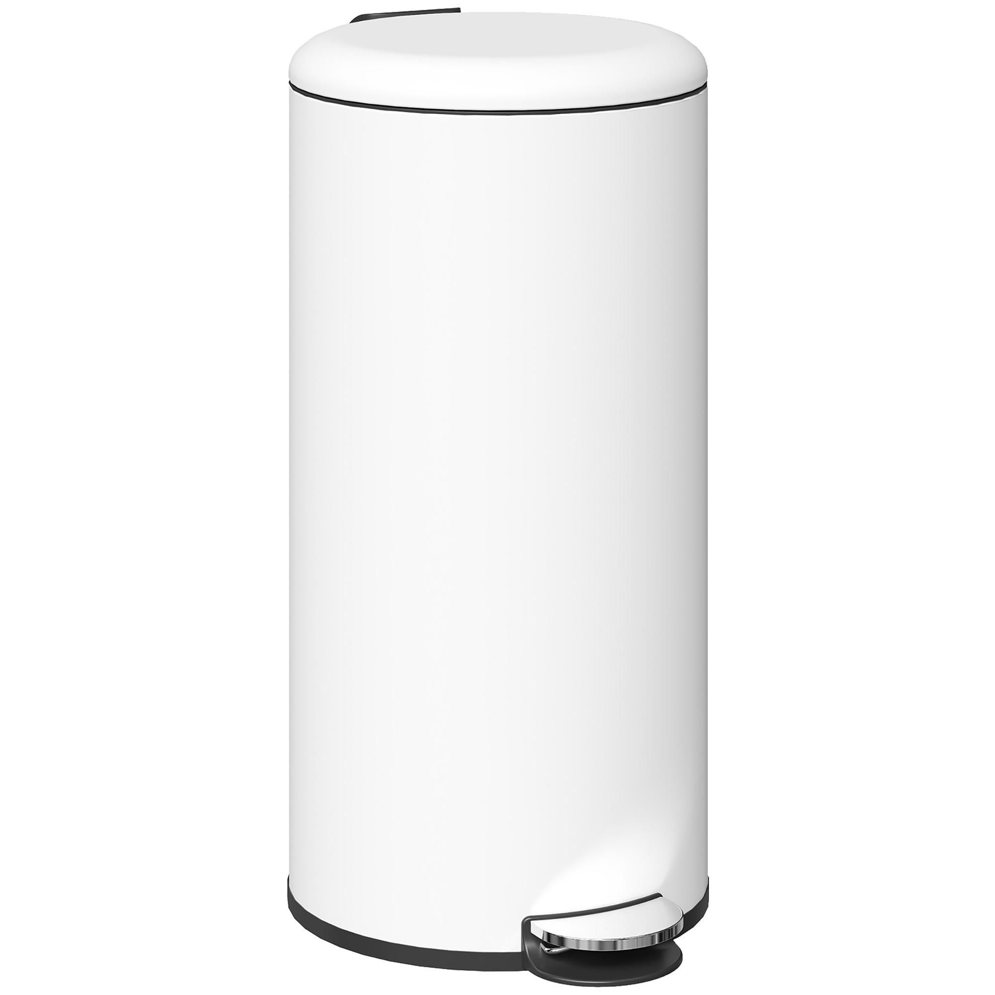 Balde de Lixo para Cozinha 30L com Pedal Tampa com Fechamento Suave e Cubo Amovível 36x30x63,5 cm Creme