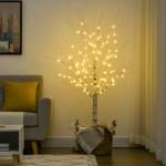 Árvore de Bétula com 96 Luzes LED IP44 Branco Quente Ramos Flexíveis Árvore de Decoração 22x22x150cm Branco