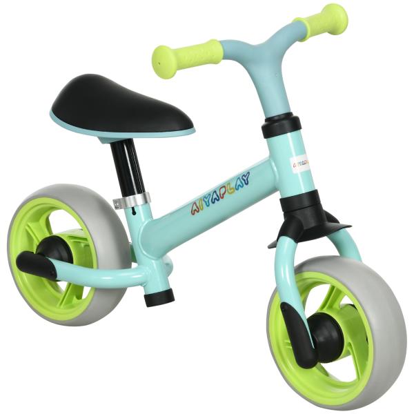 Bicicleta sem Pedais para Crianças de 18 - 48 Meses Bicicleta de Equilíbrio com Assento Ajustável em Altura 66,5x34x47 cm Verde