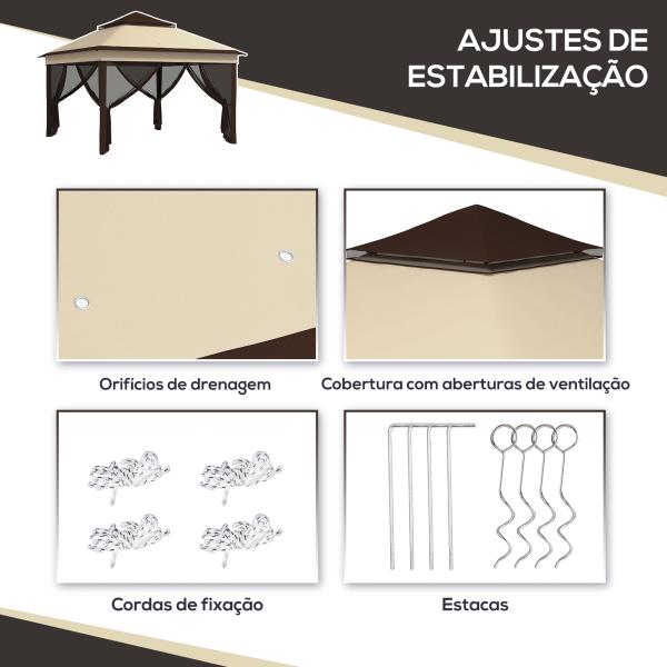 Tenda Dobrável 3,26x3,26x2,72 m com Altura Ajustável 4 Painéis de Malha Proteção UV30+ e Bolsa de Transporte Cinza