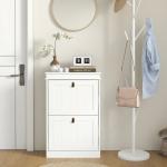 Móvel Sapateira Branco Sapateira Estreita com 2 Portas e Prateleira Ajustável para 10 Pares de Sapatos 54x24x82,5 cm Branco