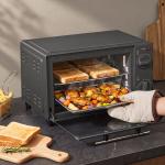 Mini Forno Elétrico 9 L de Bancada 750 W com Temperatura Ajustável e Temporizador, 35x24,6x20 cm, Cinzento
