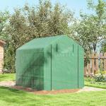 Estufa de Jardim Estufa de Exterior com Prateleiras de 4 Níveis Porta com Fecho de Correr e Estrutura de Aço 244x180x210 cm Verde