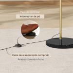 Candeeiro de Pé em Forma de Arco com Altura e Comprimento Ajustáveis com Interruptor de Pé 110 - 115x30x170 - 180 cm Dourado e Preto