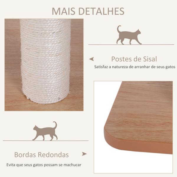 Árvore Arranhadora para Gatos de Madeira 71,5x49,5x120cm Torre para Gatos com Caverna Plataformas Postes Arranhadores de Sisal Almofadas de Pelúcia Suave e Bolas Suspensas Natural