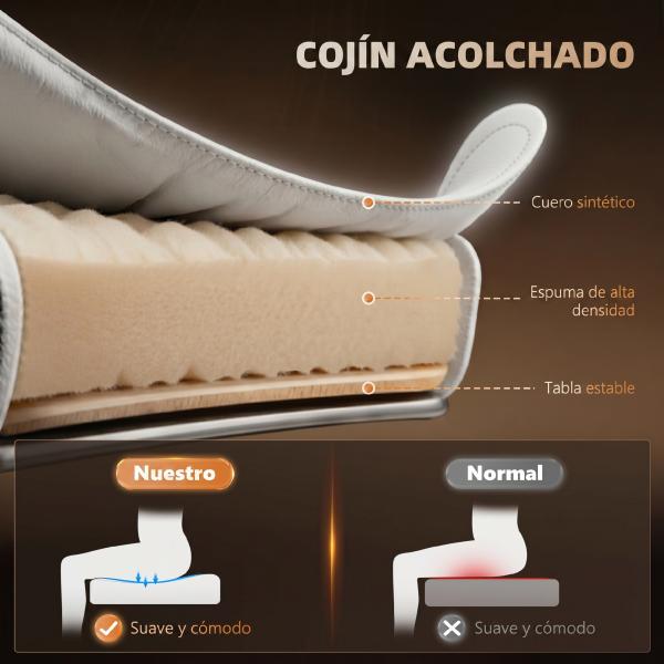 Cadeira de Escritório com 7 Pontos de Massagem com Apoio para os Pés Retrátil, Altura Ajustável, Comando Remoto e Tecido PU Branco