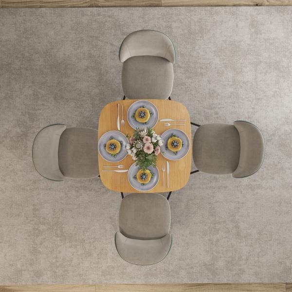 Mesa de Refeição de Madeira Quadrada para 4 Pessoas Base Quadrada para Espaços Pequenos 70x70x75 cm Madeira