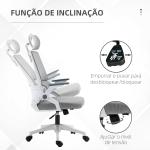 Cadeira de Escritório de Malha Cadeira de Escritório Giratória com Altura e Apoio para a Cabeça Ajustáveis 58x61x102 - 119 cm Cinza