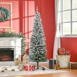 Árvore de Natal 180 cm Árvore de Natal Artificial Nevado com 492 Ramos e Suporte de Metal Verde e Branco