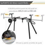 Suporte universal para serra de esquadria dobrável com distância de trabalho ajustável 123,5 - 245x73x96 cm Preto
