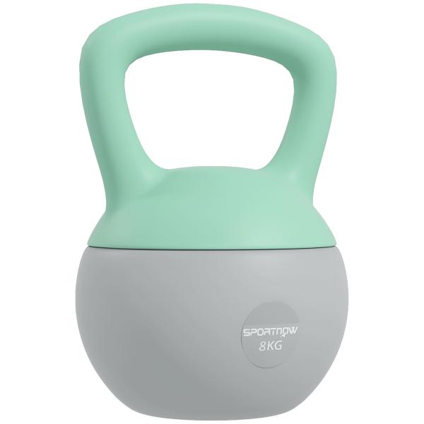 Kettlebell de 8 kg Pesa Russa Preenchida de Areia Metálica e Alça Antiderrapante para Treino em Casa Ginásio 19x19x28 cm Cinzento