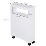 Armário Casa de Banho para Espaços Reduzidos com 4 Rodas Prateleira Aberta e Gavetas 16x52x71,5 cm Branco