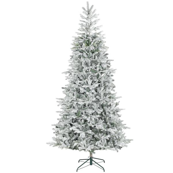 Árvore de Natal Artificial 210 cm Árvore de Natal Nevada com 1154 Ramos Base Dobrável e Fácil de Montar Verde